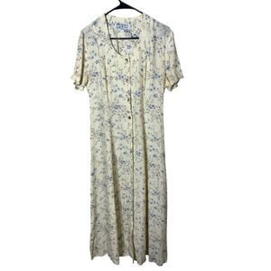 DRESS BARN Floral Maxi Dress Button Front Short Sleeve Women's Size 8